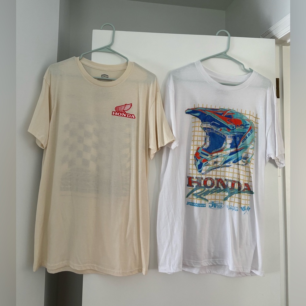 2 NEW-WITHOUT-TAGS Honda JT Racing LARGE Shirts